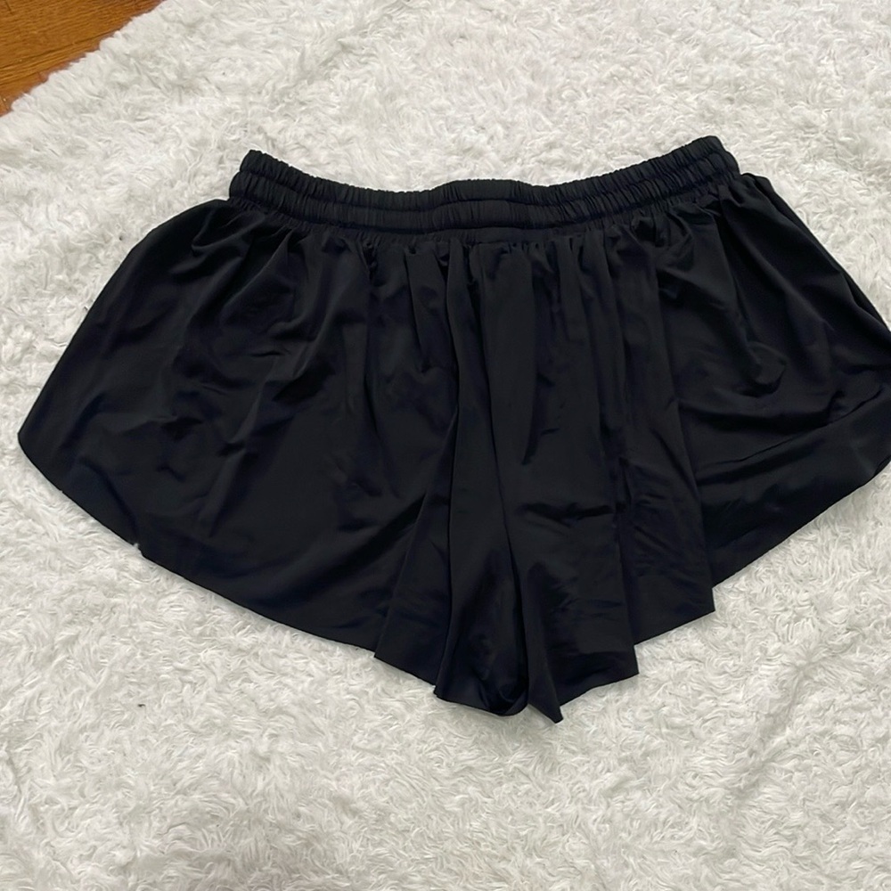 Leftear Black Nylon Spandex mini skirt